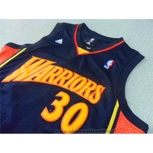 Maglia Golden State Warriors Stephen Curry NO 30 Throwback Blu